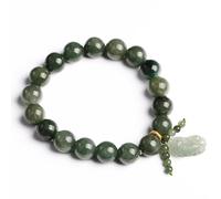 Bracciale Feng Shui for l'attrazione della ricchezza Bracciale Pixiu in giada di giadeite di livello A, Talismano fortunato del demone in pelle Tianlu, Bracciale in cristallo con pietre preziose Chakr