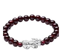 Bracciale Feng Shui Lucky Pixiu Bracciale con granato naturale Bracciale al quarzo fragola Bracciale Reiki Meditazione Chakra for donne Allontana gli spiriti maligni Porta fortuna Prosperità Cinabro(G