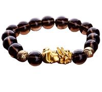 Bracciale, Feng Shui Pixiu Bracciale ricchezza Quarzo fumé Cristallo Chakra Pietre preziose Perline Ornamento Gioielli Attrarre Denaro creatività Fortuna Talismano Pace Prosperità