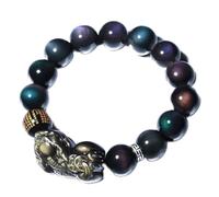 Bracciale Feng Shui PIXIU/PIYAO ICE NATURALE RAINBOW OSSIDIAN OBSIDIAN TABALE TALISTAN CRIDULE TALISMAN CRIDUTA PROTTEZZA LUCCHT Moneta ATTENZIONE PROPERTITÀ FELICE PROGERTRAZIONE PER UOMO/DONNE