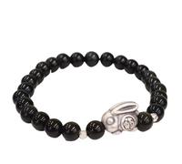 Bracciale Feng Shui Ricchezza Bracciale Ossidiana Zodiaco Animale Coniglio Braccialetto Argento Sterling Braccialetto di Cristallo Agata Braccialetto Buona Fortuna Amuleto Chakra Pietre Bracciale