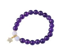 Bracciale Feng Shui ricchezza, braccialetto con perline di giada, braccialetto con ametista naturale, stelle, diamanti, buona fortuna, fiore di pesca fortunato, ricco braccialetto con amuleto for donn