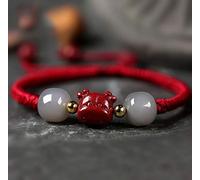Bracciale Feng Shui Wealth Cinnabar Crystal Giade Hetian Lucky Yeaf of Ox Charm Amulet per il 2021 Chakra Gemstone Crystal Bracciale Talisman per la prosperità Moneta Luck, Smoky Purple Jade Cinnabar