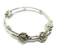 Bracciale Fiore Rosa Tre Rose Catena Memoria Boho Gioielli Argento Plt Fashion