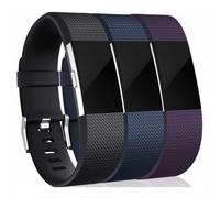 INF Cinturino di Ricambio Compatibile con Fitbit Charge 2, Cinturino Accessorio, Cinturino Intercambiabile, Cinturino Orologio Sportivo, Silicone, Confezione da 3, Nero/Blu/Viola