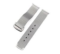 Bracciale for orologio in maglia milanese adatto for Omega Seamaster 007 Orologio in metallo di fascia alta in acciaio inossidabile con chiusura pieghevole a farfalla 20mm 22mm(Silver,20mm)