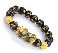 Bracciale Fortunato, Braccialetto Feng Shui, Feng Shui Wealth Bracciale Pietra Bracciale Nero per Donne Uomini 10/12/14 mm Bracciale in Perline di Amuleto Buona Fortuna Bracciale di Pietre Chakra