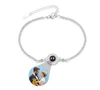Bracciale foto per donne Bracciale personalizzato con immagine all'interno Personalizzato foto proiezione ciondolo con Birthstone memoria braccialetto gioielli regali incanto immagine braccialetti