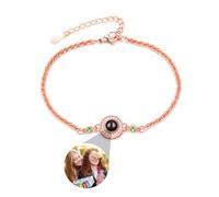 Bracciale foto per donne Bracciale personalizzato con immagine all'interno Personalizzato foto proiezione ciondolo con Birthstone memoria braccialetto gioielli regali incanto immagine braccialetti