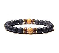 Bracciale gembo gioiello fascino, braccialetti di perline vintage perline di pietra marrone nera naturale bracciale di cristallo elastico bracciale di cristallo reiki per uomini donne (dimensioni: 6