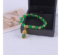 Bracciale gembo gioiello fascino, perle di onice di onice verde naturale, bracciale a sospensione a agato dorato, gioielli in cristallo della moda del braccialetto di cristallo elastico per uomini