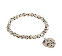 Bracciale gembo gioiello fascino, perle di pietra leopardata naturale Bracciale in perline, braccialetti a sospensione cardiaco, bracciale elastico bracciale in cristallo gioielli di cristallo per