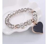 Bracciale gemella di gioielli di fascino, perle di cristallo grigio sfaccettate naturali Bracciale in perline, braccialetti a sospensione a cuore grigio, bracciale elastico Bracciale Crystal Gioielli