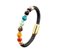 Bracciale gemella di gioielli di gioielli fascino, braccialetti di perline perle colorate poligonali naturali perle in pietra in cuoio intrecciato braccialetti di corda in cuoio intrecciato bracciale