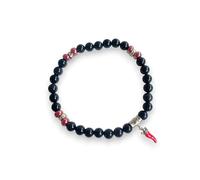 bracciale Gerba onice lucido 6 mm ceramica corno smaltato rosso e argento