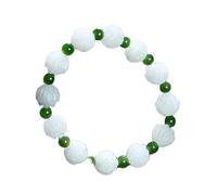 Bracciale giada hetiano naturale Feng Shui Lucky Lotus Charm Pendant White Jade Jasper Bracciale Meditazione Yoga Talisman Ornament per donne uomini Money prosperità Cinnabar