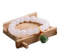 Bracciale giada in nefrite hetiano naturale Women Wu Lucky Wu Lou Charm Bracciale Feng Shui Bracciale bianco Jade Jadeite Vacate Girlie Jade Amulet Attira Luck di prosperità di denaro, Cat Cinnabar