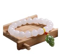 Bracciale giada in nefrite hetiano naturale Women Wu Lucky Wu Lou Charm Bracciale Feng Shui Bracciale bianco Jade Jadeite Vacate Girlie Jade Amulet Attira Luck di prosperità di denaro, Cat Cinnabar