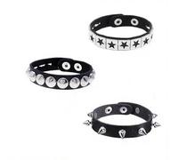 bracciale gotico punk uomo donna regolabile 3 pezzi set bracciali pelle nera con borchie per concerti cosplay Halloween stile rock motociclista accessori vintage