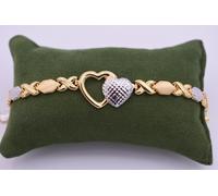 Bracciale Hearts & Hugs Stampato In Oro Giallo E Bianco Placcato 14K Argento 925