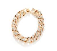 Bracciale hip hop cubano per uomini e donne, braccialetto a catena con strass in oro rosa, gioielli alla moda per uso quotidiano e feste, design con chiusura sicura regolabile, accessorio alla moda