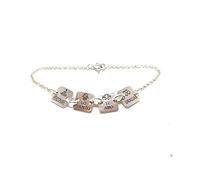 Bracciale Ho'ponopono Quattro impiallacciature 1 x 1 cm montate su catena a 18 cm argento sterling 925, Argento