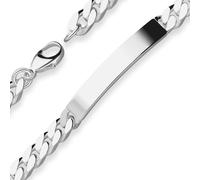 Bracciale ID In Acciaio 6,9Mm Catena Piatta In Argento 925 21Cm
