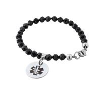 Bracciale ID Medico Nero Per Donne Inciso Personalizzato Charm T1 T2 UK Ebano