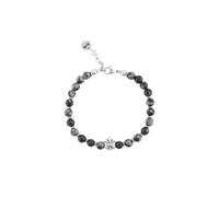 BRACCIALE IN ACCIAIO CON PIETRE NATURALI DI OSSIDIANA. 6MM