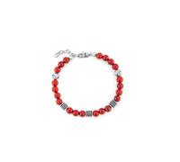 BRACCIALE IN ACCIAIO E PIETRA NATURALE:HOWLITE ROSSO