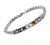 bracciale in acciaio inossidabile anallergico per uomo targa bandiere smaltate