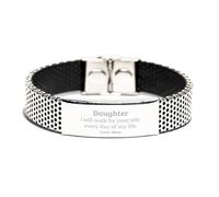 Bracciale in acciaio inossidabile figlie - Amore inciso dalla mamma, regali di laurea unici, gioielli di fiducia ispirazione per lei, regalo di compleanno perfetto, piccolo zinco placcato in argento,