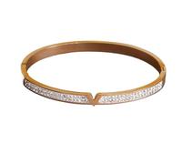 Bracciale in acciaio inossidabile in Classico lettera V Braccialetti aperti for donna in stile punk di cristallo(Q0608-rosegold1)