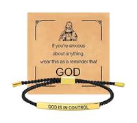 Bracciale in acciaio inossidabile motivazionale, bracciale in acciaio inossidabile God Is In Control Jewelry | Christian Faith Wrist Charm, Adjustable Letter Bracciale | Teens, Youth, Donne, Men