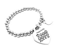 BRACCIALE IN ACCIAIO PERSONALIZZATO SFERE CUORE FAMIGLIA
