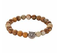 Bracciale in Agata per Gioielli con Ciondolo Buddha per Lui e per lei, Vere Pietre Naturali, Braccialetto Elastico 8 mm, Ottimo Regalo per Le Donne - 19 cm Rubinetti Domestici