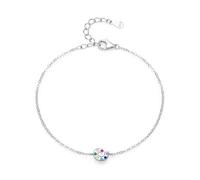 Bracciale in argento 925, bracciale da donna, con zirconi regolabili, forma rotonda, gioielli in argento