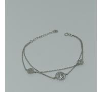 BRACCIALE IN ARGENTO 925 CATENA 2 FILI 3 TONDI PASSANTI PAVE ZIRCONI (AMFB0267)