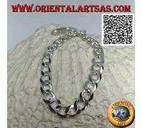 Bracciale in Argento 925‰ catena squadrata, grumetta piatto e diamantato da 22,5