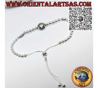 Bracciale in argento 925 di sfere e sole centrale chiusura pallina scorrevole