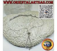 Bracciale in argento 925 di sfere e tubicini con chiusura pallina scorrevole