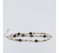 Bracciale in argento 925% onice nero perle e ametista
