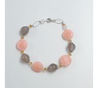 Bracciale in argento 925% quarzo rosa ,agata grigia
