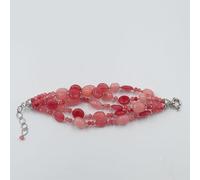 Bracciale in argento 925% quarzo rosa e rodocrosite