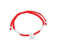 Bracciale in argento, braccialetto alla moda, braccialetto in argento sterling Bracciale intrecciato in corda rossa con perline intagliate in argento S925 Braccialetti dell'amicizia regolabili Portafo