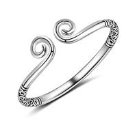 Bracciale in argento, braccialetto alla moda, braccialetto in argento sterling, braccialetto in argento sterling 925 Mito vintage Monkey King's Hoop Curse Bracciale rigido etnico intagliato Bracciale