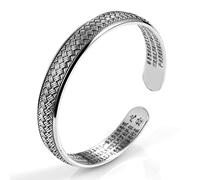 Bracciale in argento, braccialetto alla moda, braccialetto in argento sterling, braccialetto in argento sterling 925 Bracciale rigido vintage con bracciale largo intrecciato a cuore Sutra regolabile C