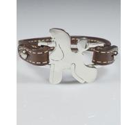 Bracciale in argento con sagoma di cane razza Barbone puppy e cinturino Luce