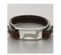 Bracciale in argento con sagoma di cane razza Bassotto a pelo corto e cinturino