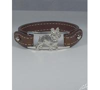Bracciale in argento con sagoma di cane razza Bulldog francese e cinturino Luce